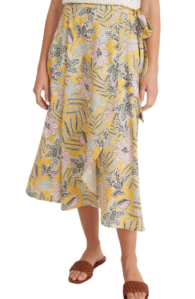 Marine Layer Anna Floral Print Wrap Skirt in Bamboo Floral Cover