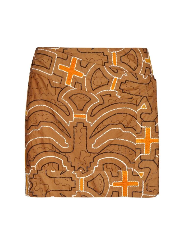 JOHANNA ORTIZ Camel Ayahuma Cotton Mini Skirt Cover