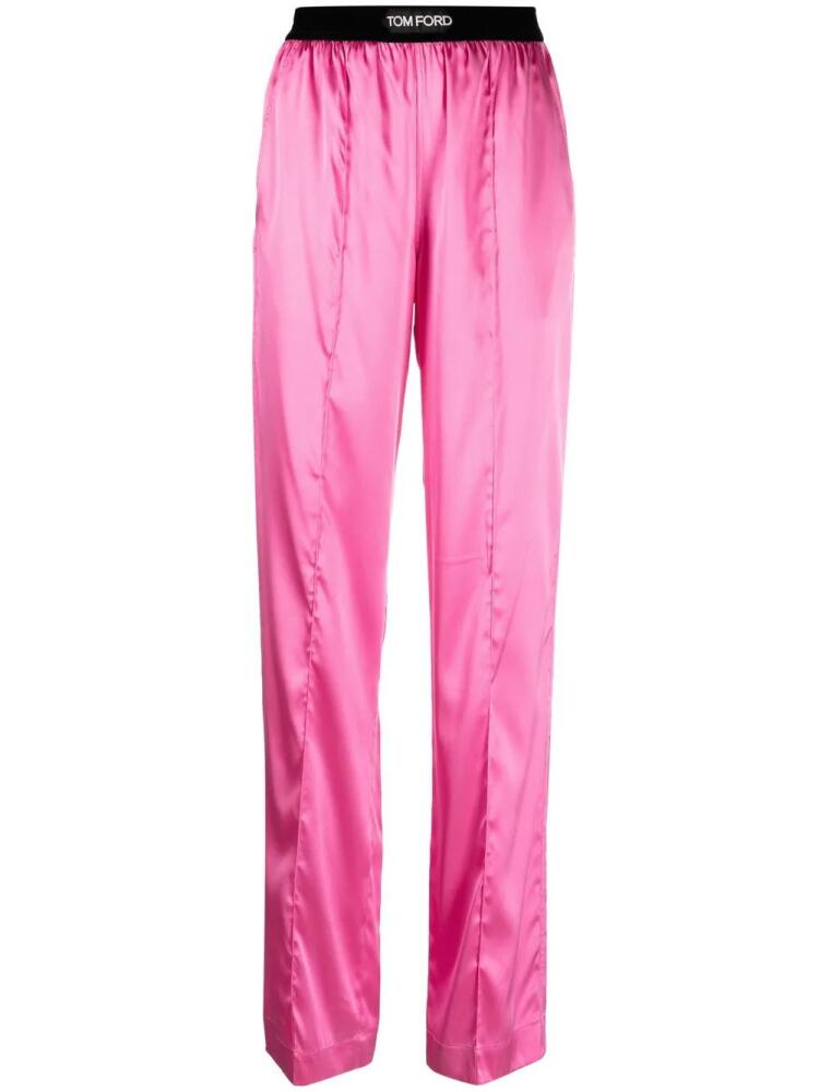 TOM FORD logo-waistband straight-leg trousers - Pink Cover