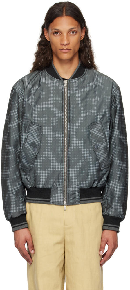 Dries Van Noten Gray & Blue Printed Bomber Jacket Cover