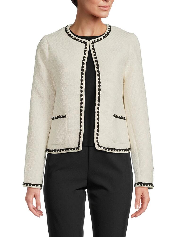 Wdny Men's Contrast Trim Bouclé Jacket - Cream Black Cover