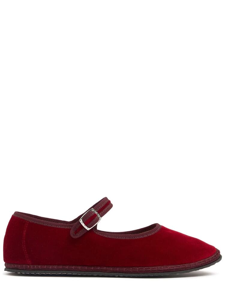 VIBI VENEZIA 10mm Mary Jane Cherry Velvet Slippers Cover