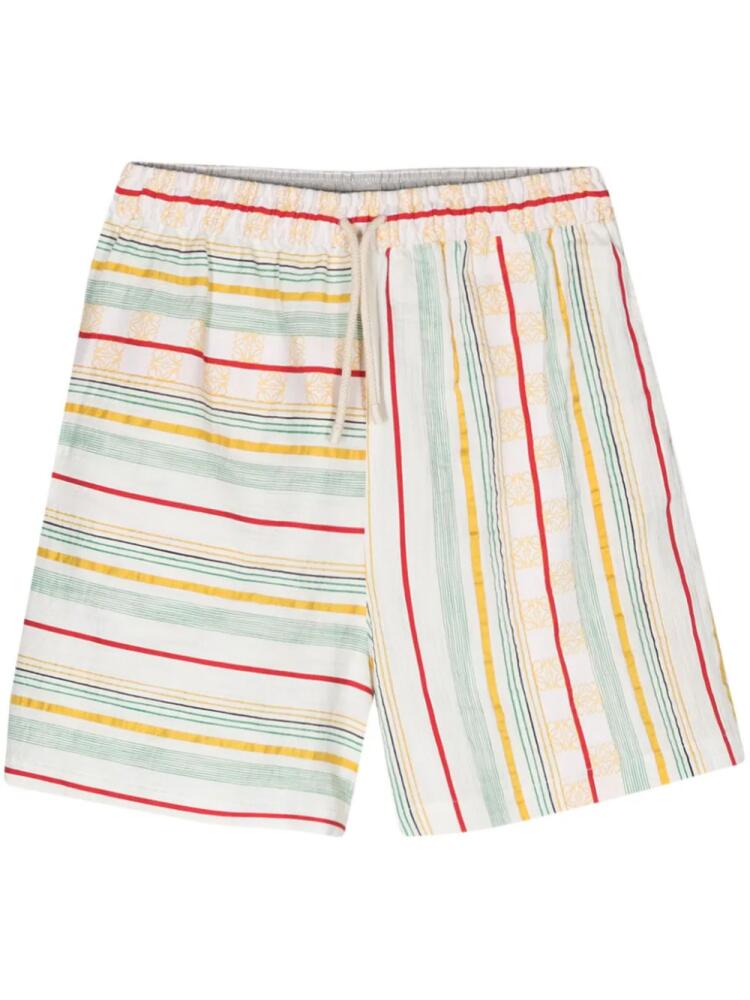 LOEWE Anagram-jacquard striped shorts - Green Cover