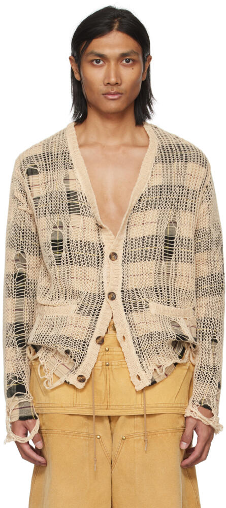 R13 Beige Overlay Distressed Cardigan Cover