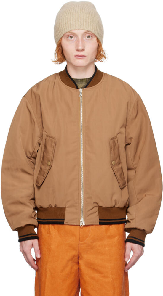 Dries Van Noten Brown Oversized Bomber Jacket Cover