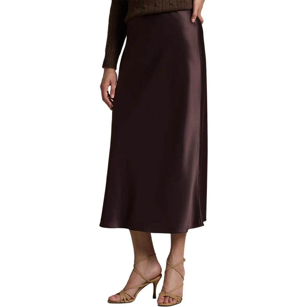 Polo Ralph Lauren Satin Midi Skirt in Nutmeg Brown Cover