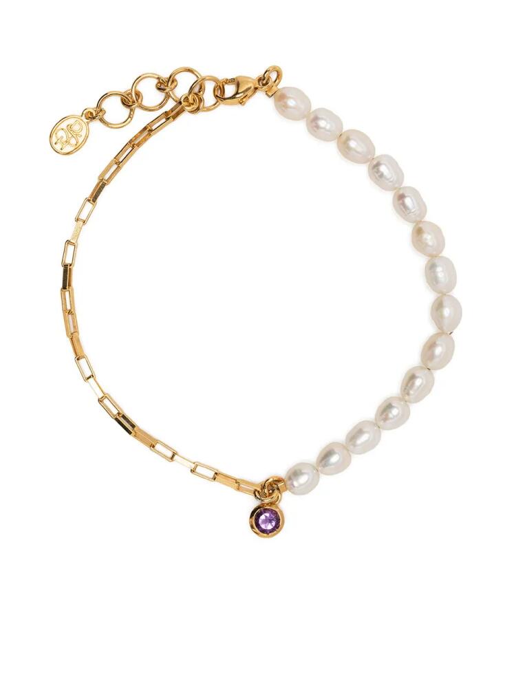 DOWER AND HALL luna amethyst-drop pearl bracelet - Gold Cover