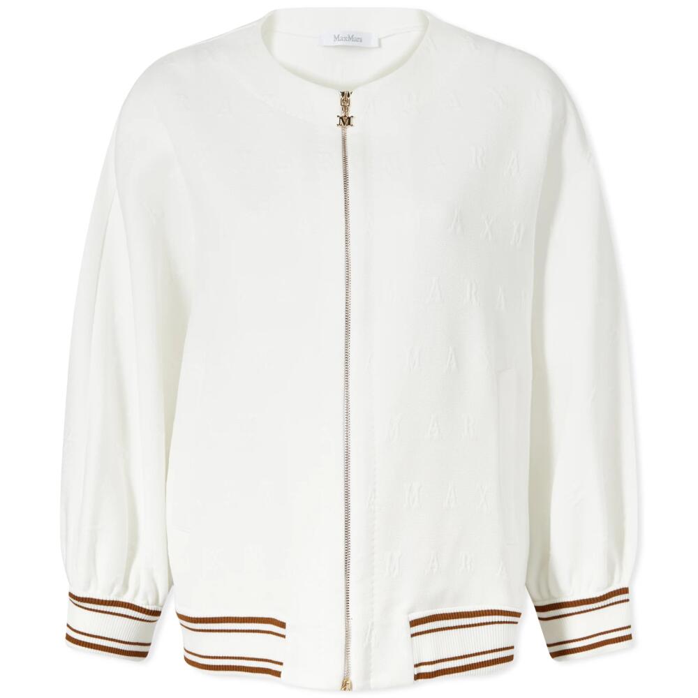 Max Mara Women's Cartone Logo Bomber Jacket in White Cover