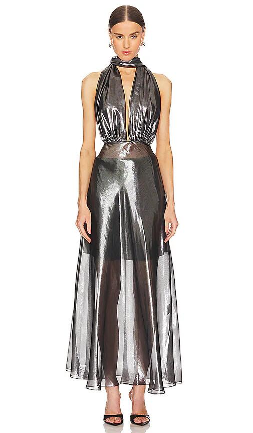 MANURI Nicky Dress in Metallic Silver Cover