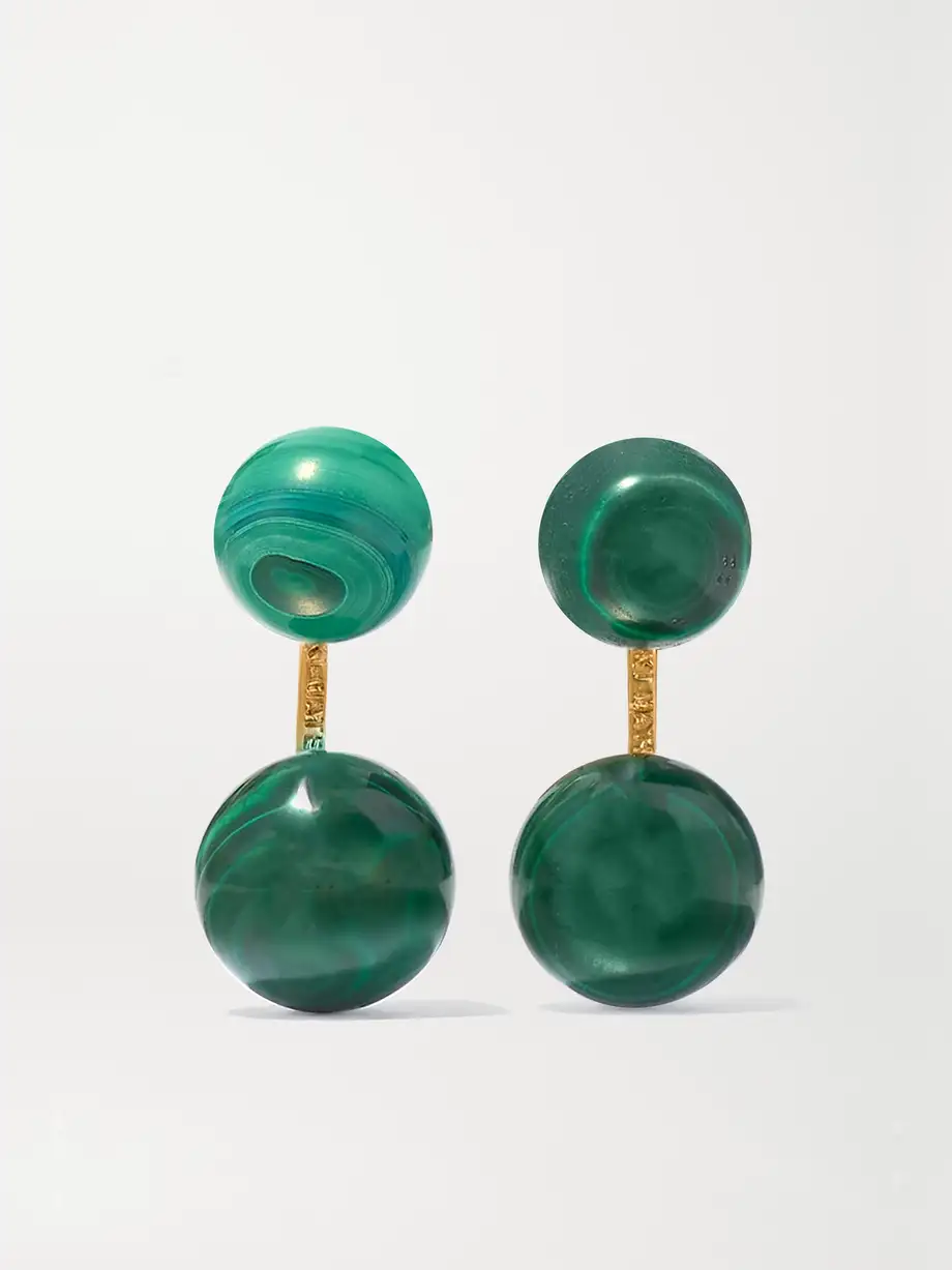 Mateo - 14-karat Gold Malachite Earrings - One size Cover