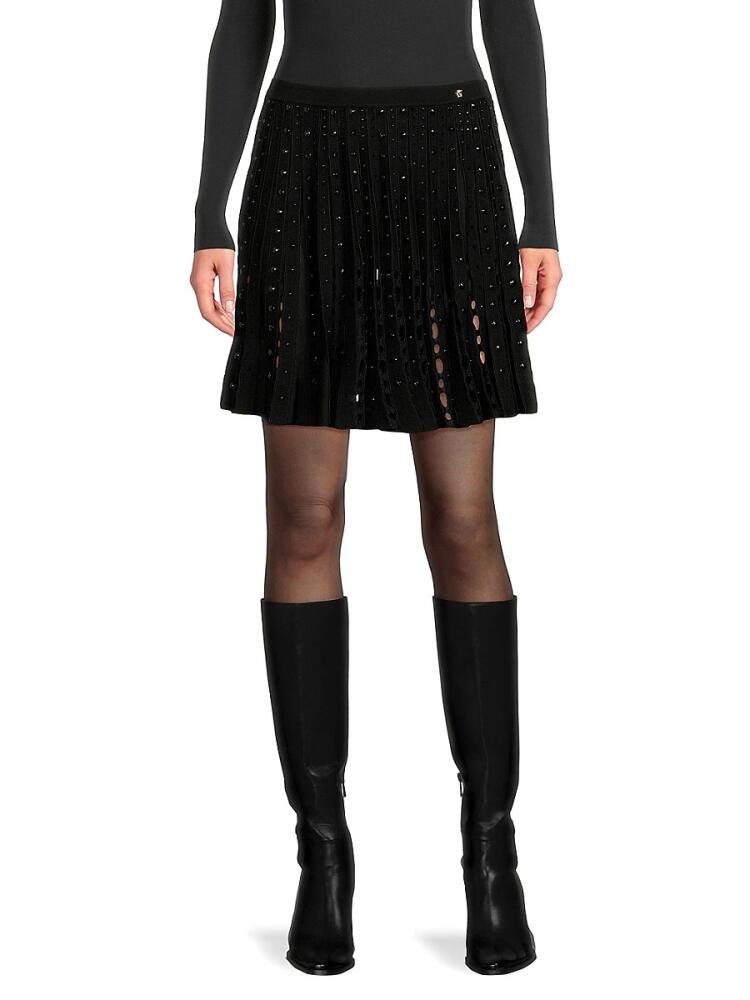 Versace Women's Embroidered Mini Skirt - Nero Cover