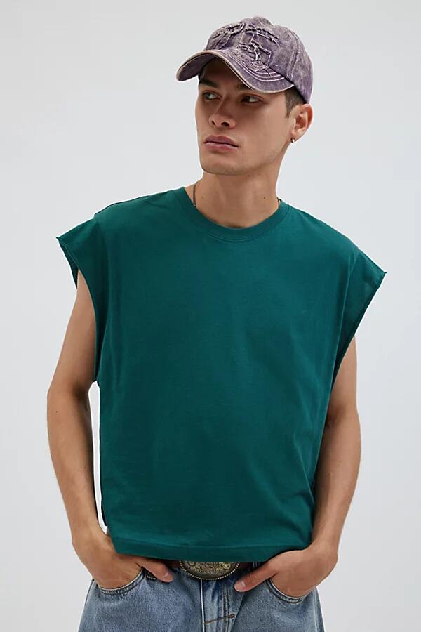 BDG Grayson Solid Cutoff Muscle Tee in Dark Green Cover