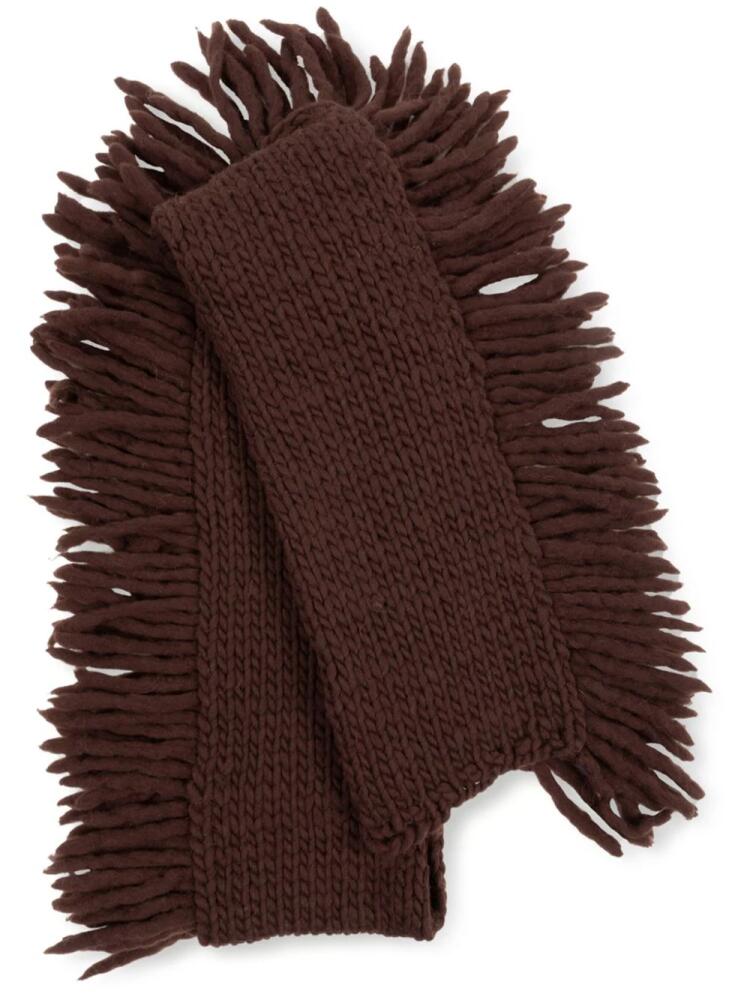 DRIES VAN NOTEN fringed wool scarf - Brown Cover