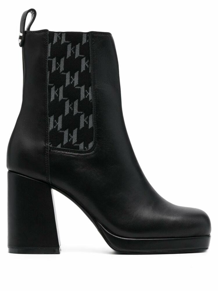 Karl Lagerfeld monogram-trim 100mm chelsea boots - Black Cover