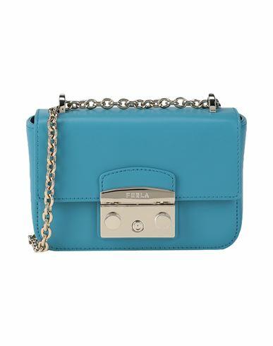 Furla Metropolis Mini Crossbody Woman Shoulder bag Turquoise Leather Cover