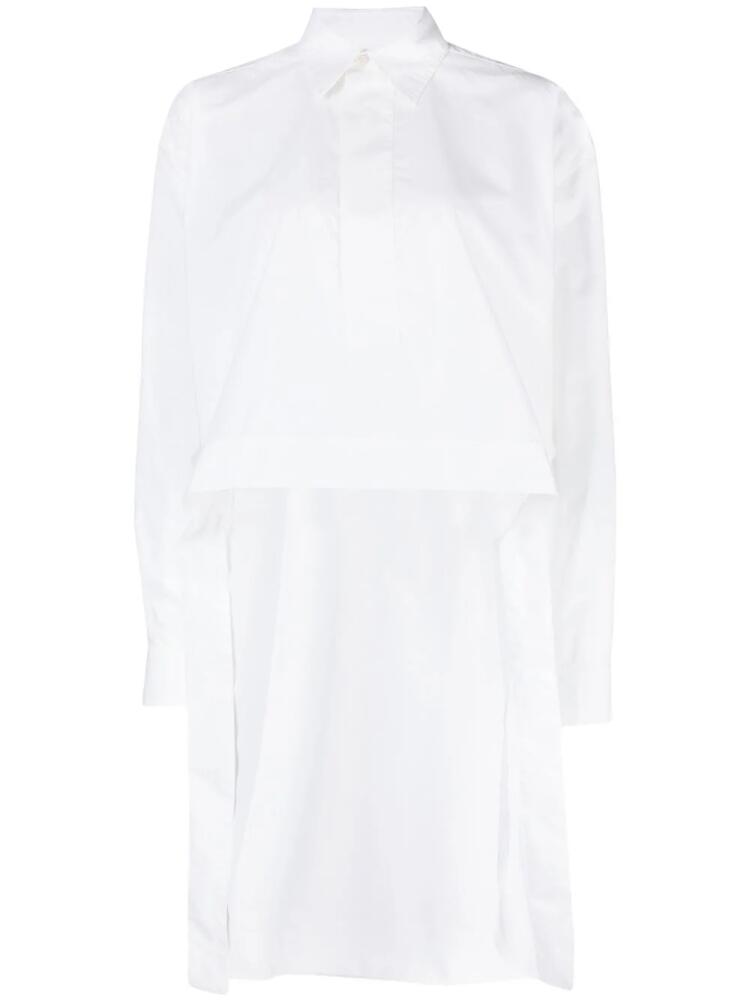 Plan C asymmetric-hem cotton shirt - White Cover