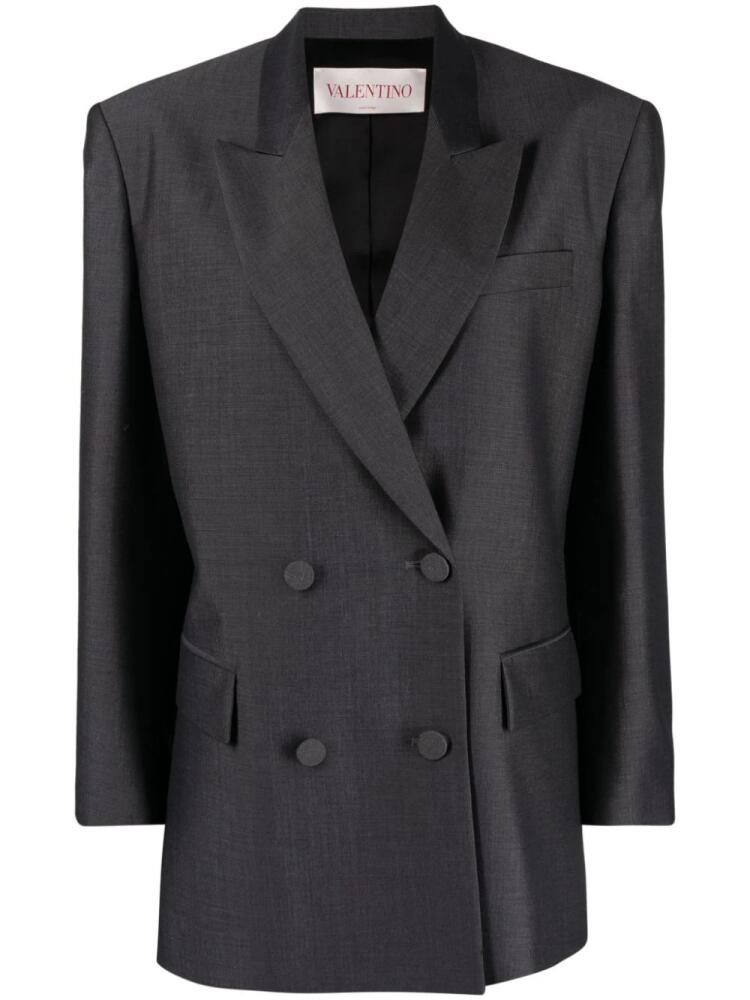 Valentino Garavani double-breasted wool-blend blazer - Grey Cover