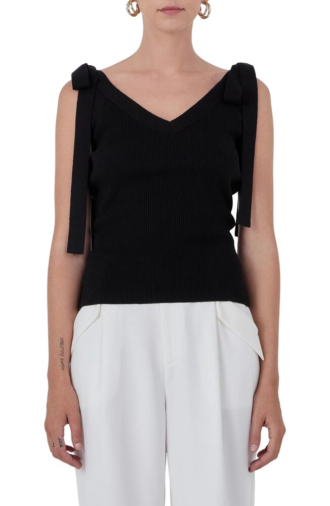 Endless Rose Tie Strap Rib Tank in Black Cover