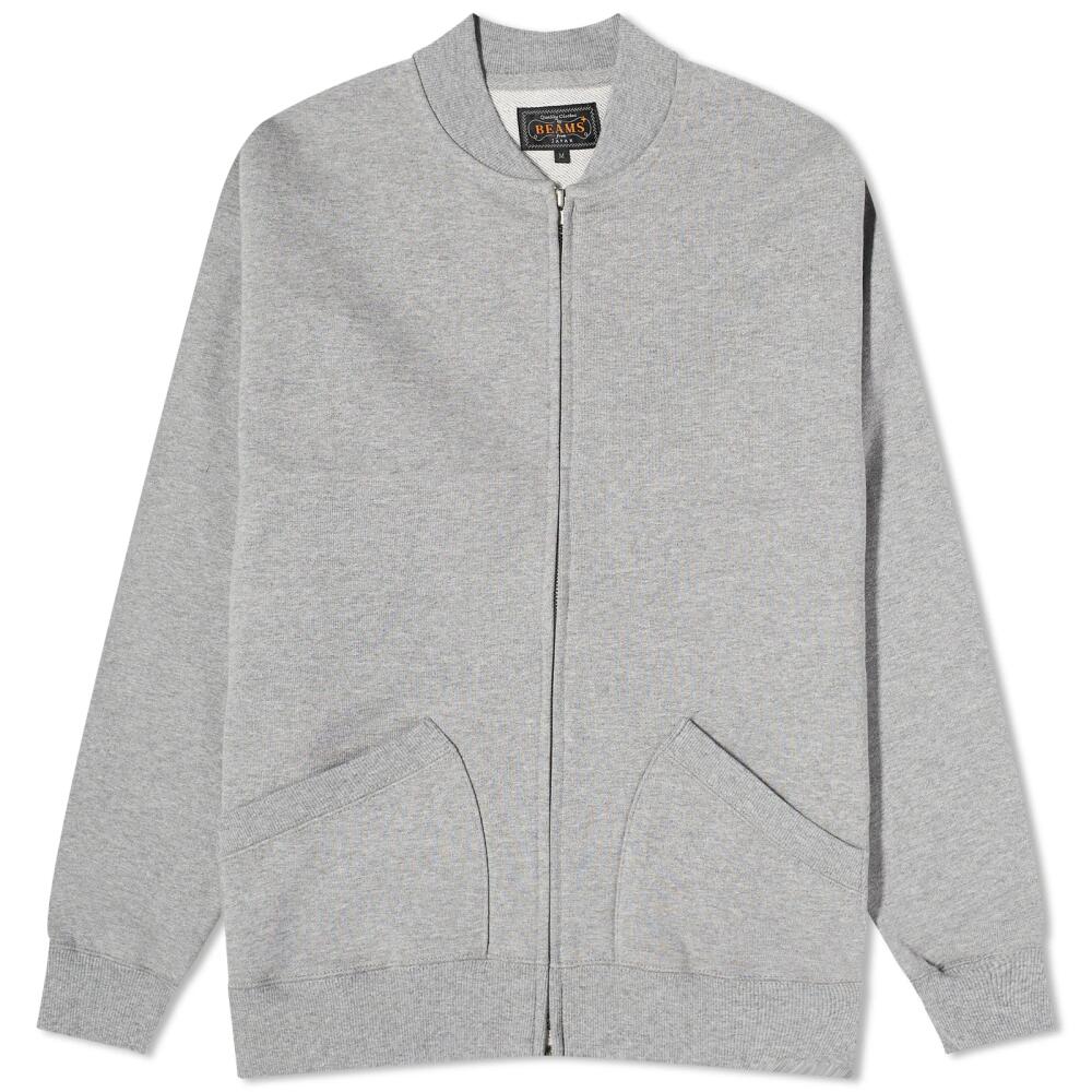 Beams Plus Men's Zip Sweat Bomber Jacket in Grey Cover