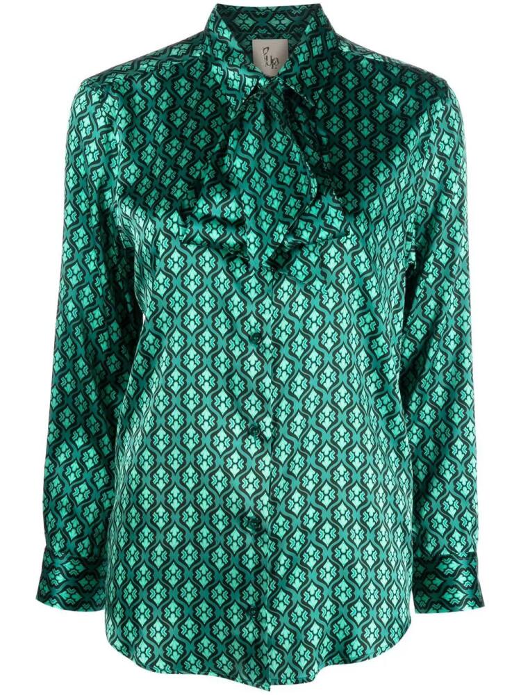 PAULA graphic-print silk shirt - Green Cover