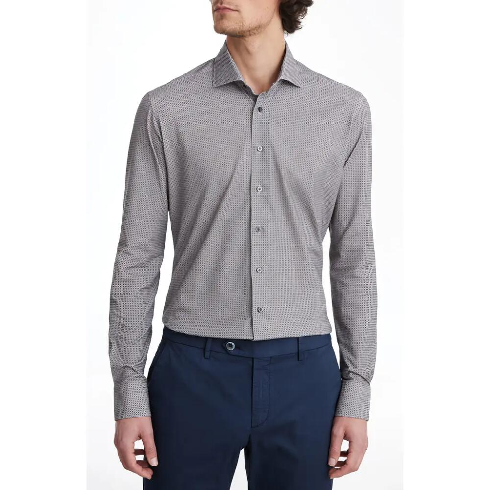 Emanuel Berg Modern Fit 4Flex Knit Dress Shirt in Dark Grey Cover