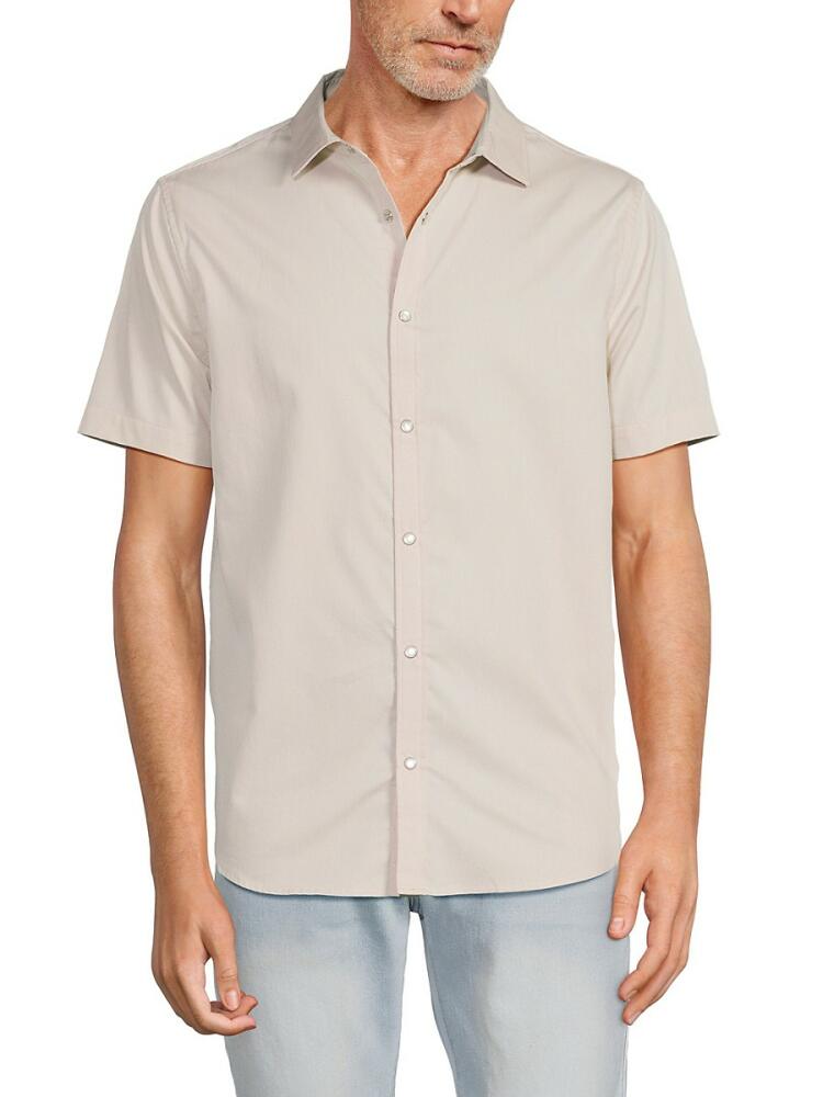 Karl Lagerfeld Paris Men's Textured Short Sleeve Shirt - Beige Cover