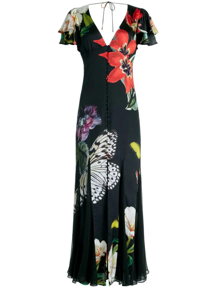 alice + olivia Fara floral-print maxi dress - Black Cover