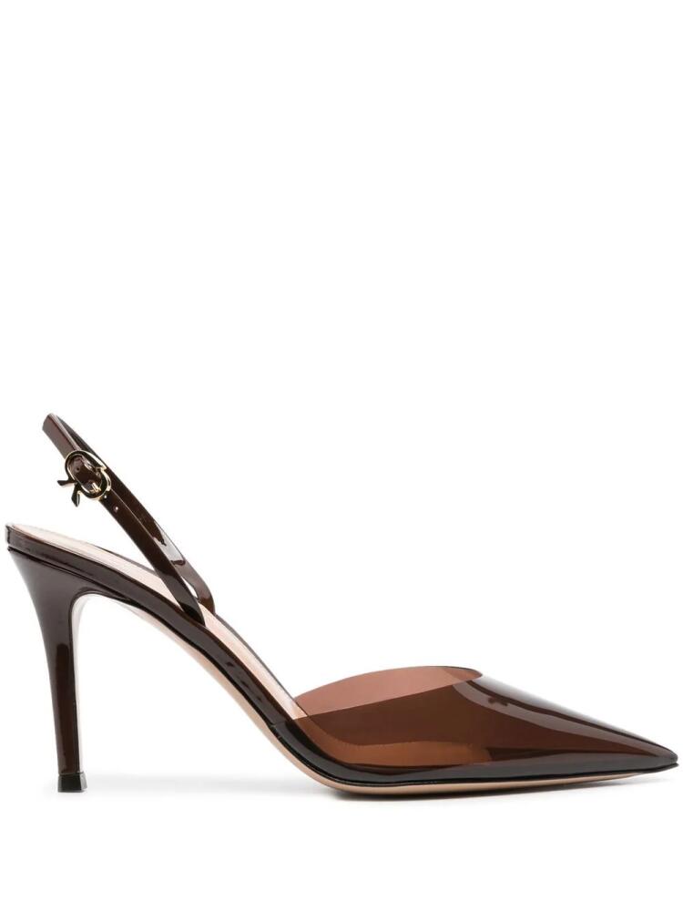 Gianvito Rossi Ribbon D'Orsay 85mm slingback pumps - Brown Cover