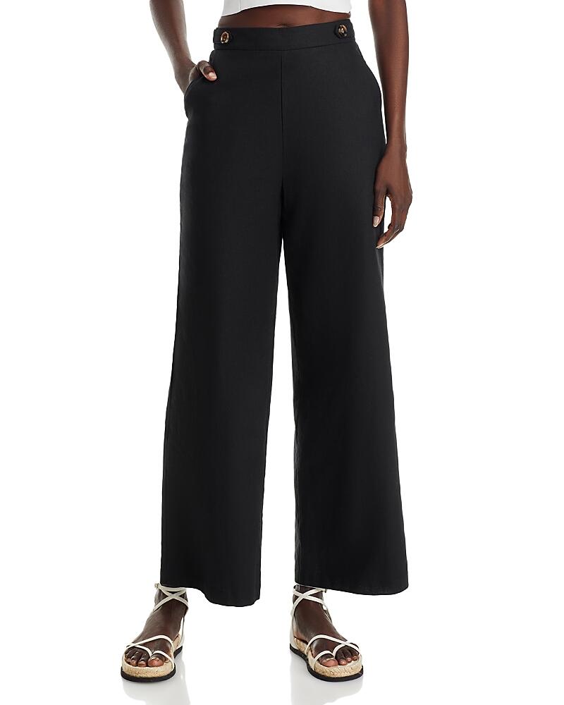 Aqua Button Tab High Rise Ankle Wide Leg Pants - Exclusive Cover