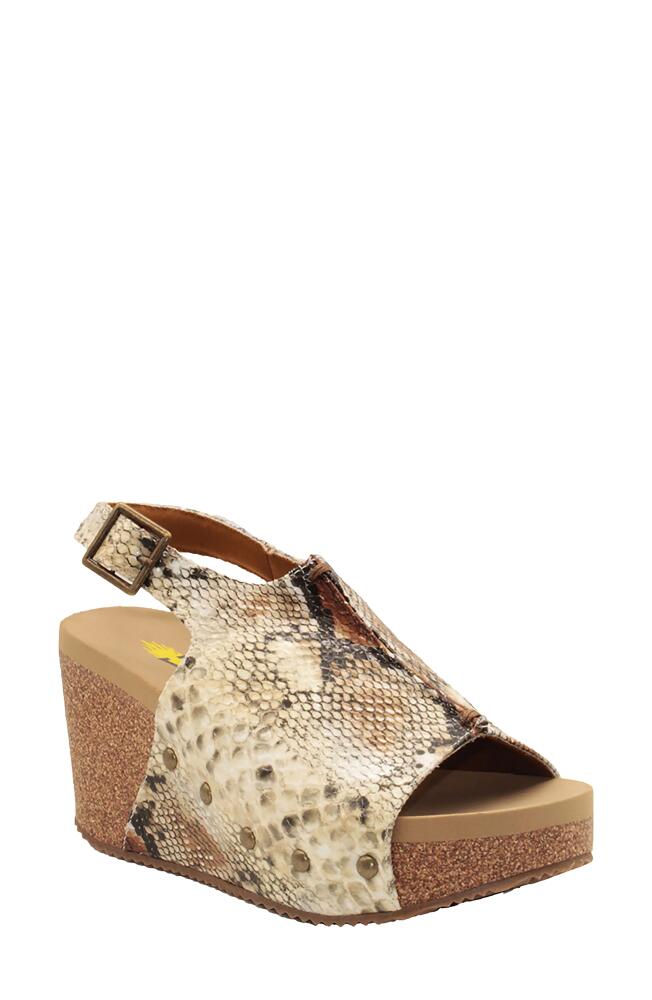 Volatile Division Platform Wedge Sandal in Beige Multi Cover