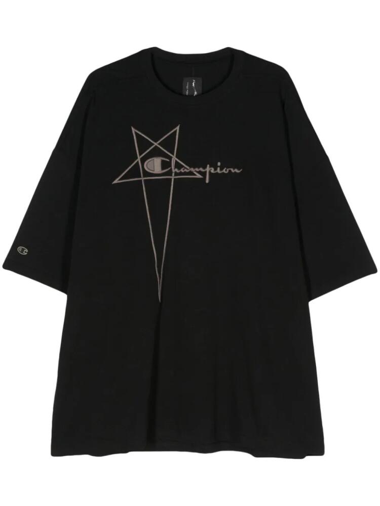 Rick Owens X Champion logo-embroidered T-shirt - Black Cover