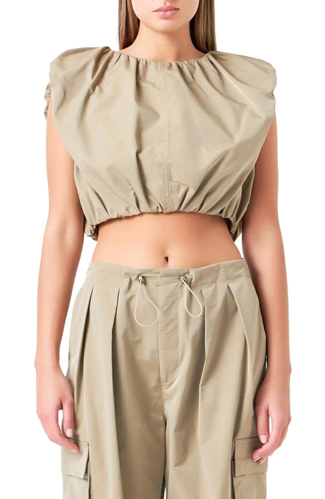 Grey Lab Sleeveless Cotton Crop T-Shirt in Khaki Cover