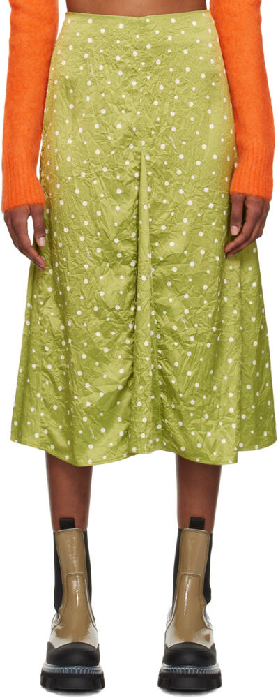 GANNI Green Polka Dot Midi Skirt Cover