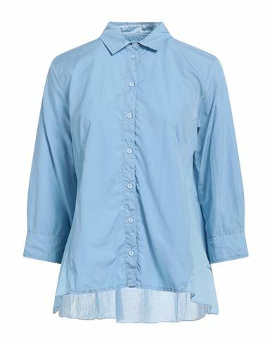 European Culture Woman Shirt Sky blue Cotton, Elastane Cover