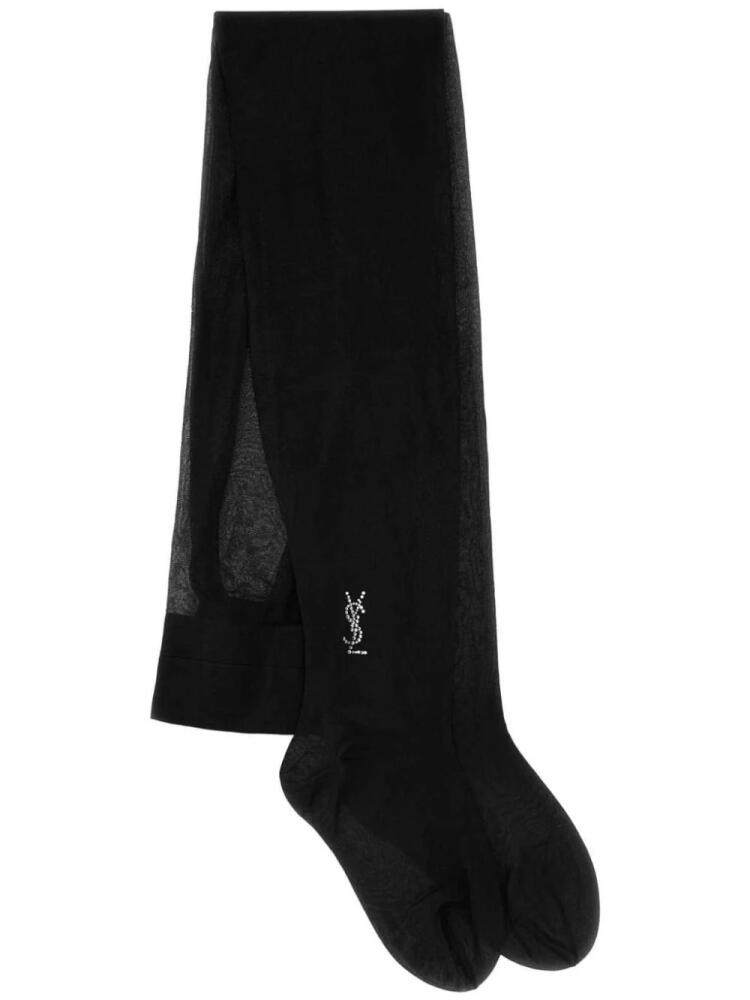 Saint Laurent crystal-embellished sheer tights - Black Cover