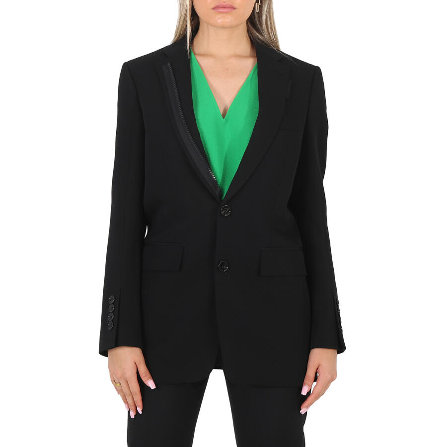 Burberry Ladies Black Tailored Single-Breasted Blazer Jacket Cover