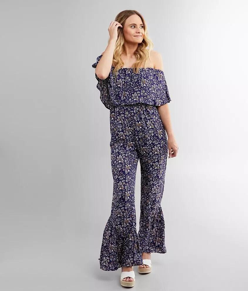 Willow & Root Floral Chiffon Jumpsuit Cover