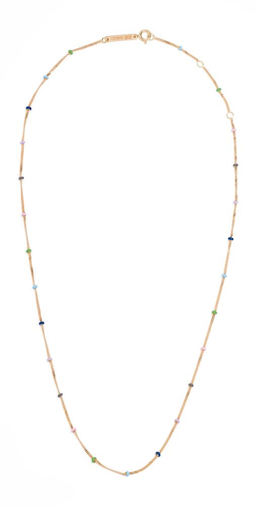 Zoe Chicco 14k Oval Mixed Color Enamel Curb Satellite Chain Necklace Yellow Gold Cover