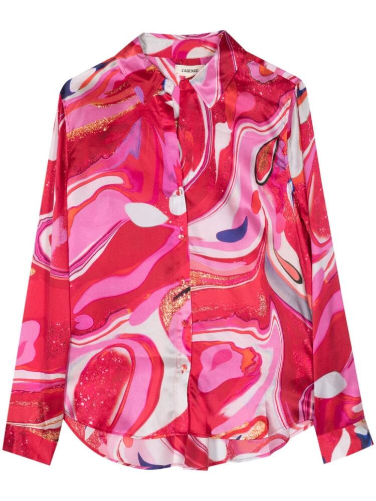 L'Agence Tyler abstract-pattern silk shirt - Red Cover