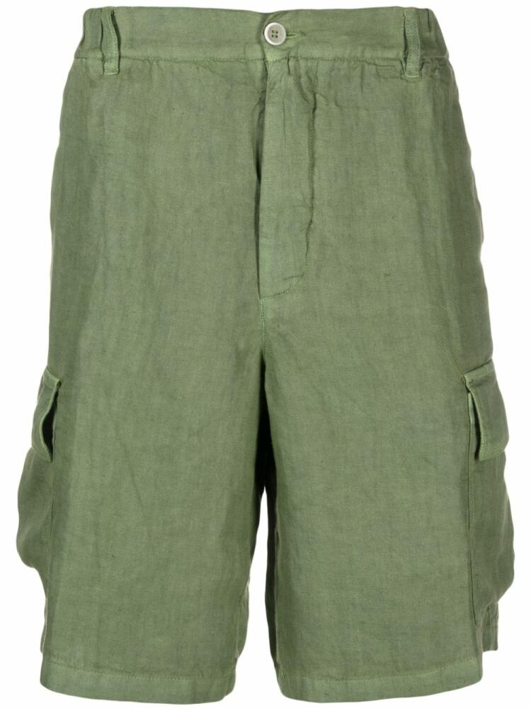 120% Lino mid-rise linen cargo shorts - Green Cover