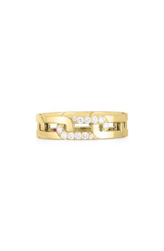 Roberto Coin Navarra Oro Classic Link Pavé Diamond Ring in Yellow Gold Cover