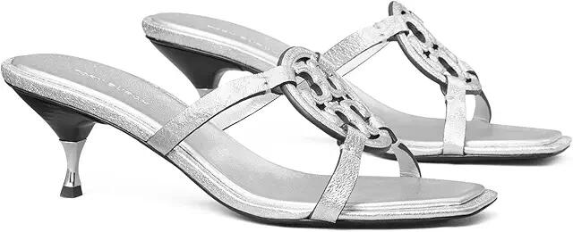 Tory Burch Geo Bombe Millier Low Heel Sandal 55 mm (Silver) Women's Shoes Cover