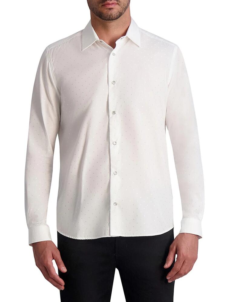 KARL LAGERFELD PARIS WHITE LABEL Men's Slim Fit Jacquard Dot Sport Shirt - White Cover