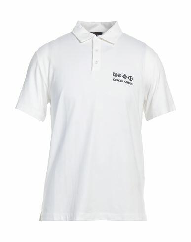 Giorgio Armani Man Polo shirt Off white Viscose, Elastane Cover