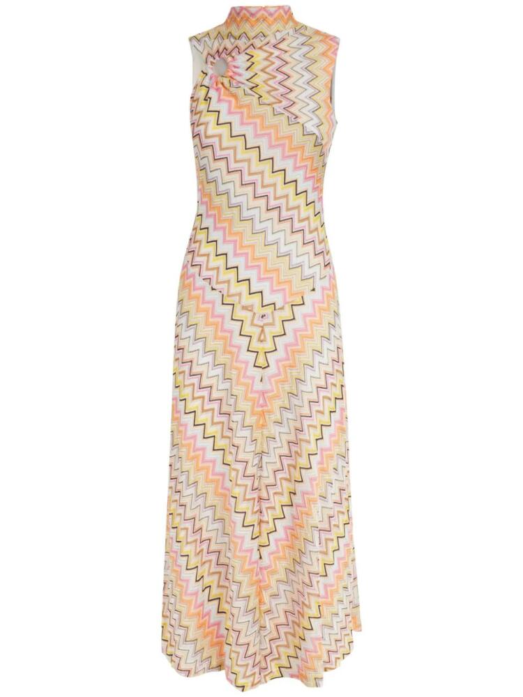 Missoni Zigzag-pattern midi dress - Neutrals Cover