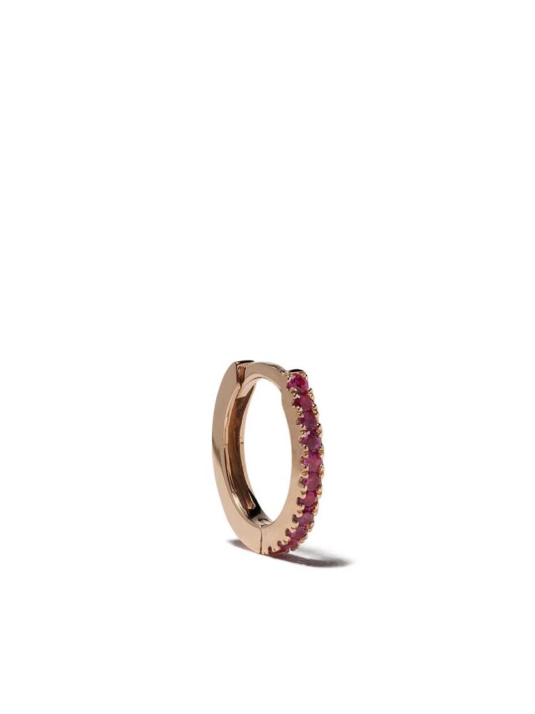 We by WHITEbIRD 18kt rose gold ruby Margot medium single hoop earring - Pink Cover