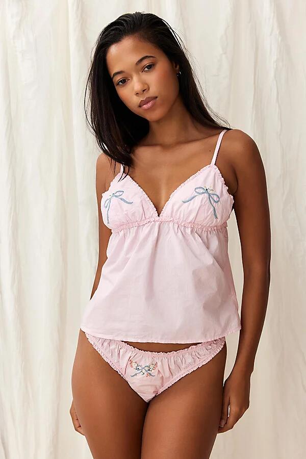 Out From Under Bow Embroidered Babydoll Cami in Pink Cover