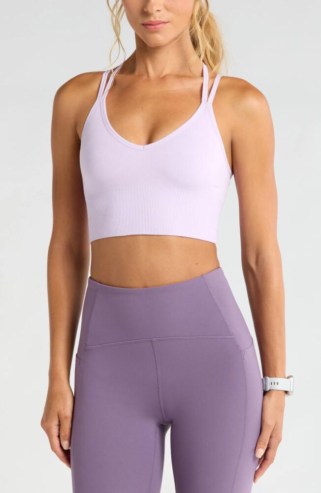 Zella Rhythm Seamless Sports Bra in Purple Petal Cover