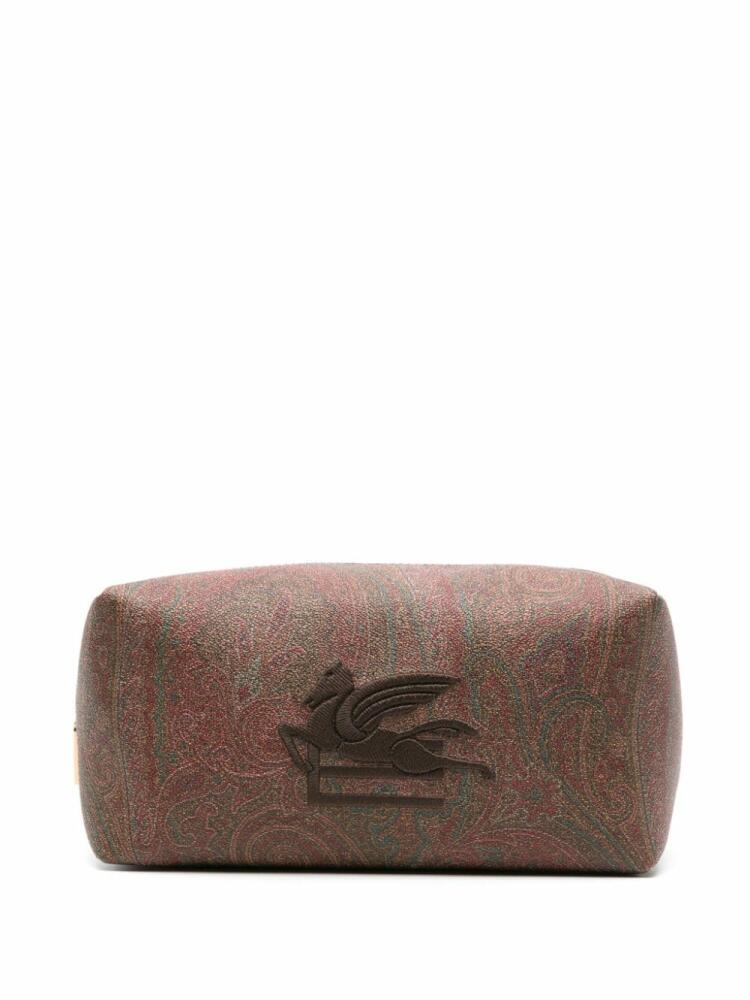 ETRO Pegaso-embroidered paisley-print wash bag - Brown Cover