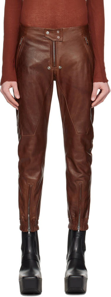 Rick Owens Brown Luxor Leather Pants Cover